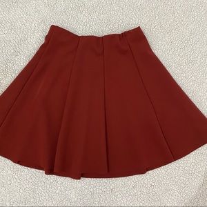 Zara Women’s W&B Collection Solid Red High Rise Stretch Flare Mini Skirt, Size S